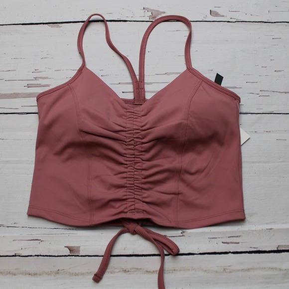 Leapstride Tops - Leapstride Womens Bra Top Dusty Rose Ruched Front Back Drawstring S New